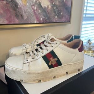 Gucci Platform sneakers in original box and accessories.
